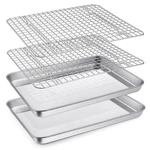 P&p Chef 12.5" Toaster Oven Pan Rack Set, Stainless Steel Baking Tray Cookware. Fixed Price $51.71.
