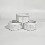 Set Of 3 Progressive White Ribbed Ceramic Ramekins Bakeware Dessert Cups Bowls. Fixed Price $12.99.