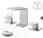 Gagalife 8IN Widespread Waterfall Bathroom Faucet Brushed Nickel Pop Up Drain. Fixed Price $39.50.