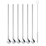Ercrysto Reusable Stainless Steel Long Handle Straws Spoon, 6 2*22, Circular. Fixed Price $15.53.