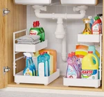 Everie Height Adjustable 2 Tier Metal Pull Out Slide Shelf Sets, White. Fixed Price $88.56.