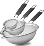 Stainless Steel Fine Mesh Strainers, Set Of 3 Sizes For Kitchen, Wire. Fixed Price $19.50.