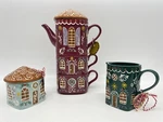 Anthropologie Ginger Ceramic Stoneware Teapot , Creamer And Sugar Bowl Set. Fixed Price $159.99.