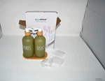 Loochica 2 Pack Sage Green Glass Soap Dispenser Set With Tray Hand Dish. Fixed Price $18.99.