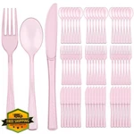 75 Pc Pink Plastic Silverware Disposable Forks Knives Spoons Party. Fixed Price $20.00.
