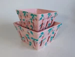 (2) Prima Designs Ceramic Berry Colander Baskets, Multicolor Floral Berries Pair. Fixed Price $32.00.