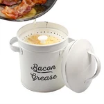 Auldhome Design White Enamelware Bacon Grease Container Canister W/strainer. Fixed Price $29.98.
