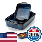Kiln-transformed Blue Ceramic Baking Set Of 3, Casserole Dishes Oven,. Fixed Price $72.16.