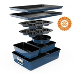 Nutrichef 8PCS. Stackable Carbon Steel Bakeware Sets Non-stick Coating (blue). Fixed Price $72.99.