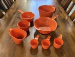 Vintage Rubbermaid & Tupperware Mixing Bowl Colander Strainer Kitchen Set. Fixed Price $65.00.
