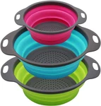 Silicone Collapsible Strainer Set 3 Pcs Round Drain Basket Kitchen Colander Tool. Fixed Price $26.99.