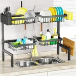 Snslxh 4 Baskets 2-TIER Over The Sink Dish Drying Rack, 26.57"-35", Large. Fixed Price $46.48.