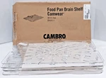New Box Of (6) Cambro #10CWD135 Full Size Clear Camwear Food Pan Drain Shelf. Fixed Price $18.99.