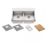 Kohler Task Workstation 33" Drop-in 2-BOWL Stainless Steel Kitchen Sink *dent*. Fixed Price $246.36.