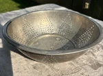 Vintage Colander Sieve Strainer Aluminum 10 Floral Sun Pattern Farmhouse Read. Fixed Price $14.00.