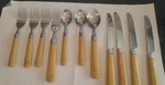 Cooks Club Stainless Steel 12 Piece Utensil Set Tan Plastic Handles, Mixed. Fixed Price $18.74.
