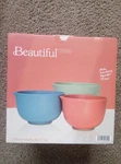 Beautiful Mixing Bowls Colander Set Sage, Cinnamon Blue Icing By Drew Ba. Fixed Price $25.00.