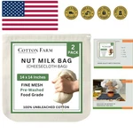 Cotton Farm Nut Milk Bag & Cheese Cloth Ultra Dense, Xl 14 Inch, 100.... Fixed Price $13.21.
