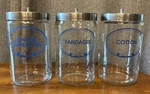 3 Grafco Glass Sundry Jars Medical Apothecary Doctor Bandage Cotton Tongue Blue. Fixed Price $42.85.