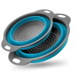 Collapsible Colander Set Of 2 Silicone Kitchen 11.8"L X 9.5"W 3.7"H, Blue. Fixed Price $17.18.