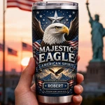 Custom Name Majestic Eagle American Spirit Stainless Steel Tumbler Cup. Fixed Price $34.01.