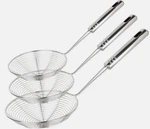 Set Of 3 Stainless Steel Strainers With Long Handles For Safety Spiderweb Shaped. Fixed Price $17.97.