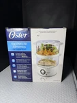 New Oster Double Tiered Food Vegetable Steamer Qt CKSTSTMD5-W (Z71). Fixed Price $42.50.
