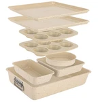 Nutrichef 8PCS. Stackable Carbon Steel Bakeware Pan Set-non-stick (marble Cream). Fixed Price $72.99.