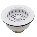 D214-50 3-1/2" Post Style Large Kitchen Sink Basket Strainer, Powder Coat White. Fixed Price $30.00.