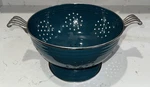 Vtg Fiesta Ware Colander Strainer Enamel Homer Laughlin Juniper Color. Fixed Price $59.99.