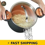 Gotham Steel 5 Qt Stock Pot With Strainer Lid & Nonstick Ceramic Surface. Fixed Price $55.99.