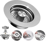 3-IN-1 Kitchen Sink Drain Strainer Pop Up SUS304 Brushed 1PACK. Fixed Price $17.35.