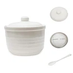 Maoyamao Ceramic Bacon Grease Container With Stainless Steel Medium, White. Fixed Price $22.70.