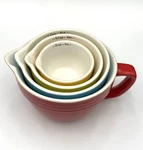 Creative Co-op Ribbed Batter Bowl Measuring Cups, Set Of 4 Nesting, Stoneware. Fixed Price $18.00.