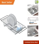 Compact Over-sink Dish Drainer Rack: Stainless Steel, Perfect For Kitchen Spaces. Fixed Price $43.95.