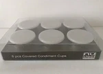 Nu Steel Stainless Condiment Cups Lids Covers TG-SMW-508H 6 Pc Set. Fixed Price $38.95.