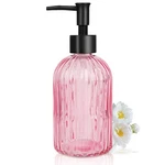 Ytdtkj Pink Clear Glass Soap Dispenser 13 OZ/400ML, Striped Transparent Liqui.... Fixed Price $16.19.