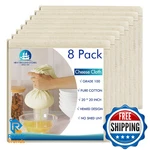 8 Pcs Reusable Cheesecloth, Grade 100, 20X20 Inch Hemmed Strain. Fixed Price $15.49.
