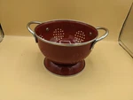 Small Red Colander Strainer Stainless Trim Handles 6.75" Diameter Enamel Pre-own. Fixed Price $12.85.