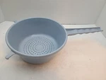 Action Ind Inc. Vintage Cottage Blue Pot Strainer Colander W Handle & Rim Rests. Fixed Price $17.08.