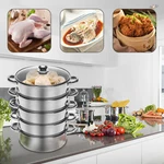 5 Tier Stainless Steel Steamer Cooker Pot Kitchen Food Cooking + Glass Lid. Fixed Price $49.02.