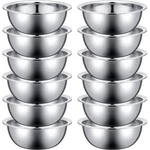 Set Of 12 Stainless Steel Mixing Bowls Nesting Metal Prep Salad Bulk Kit.... Fixed Price $44.91.