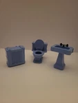 Vintage Blue 3 Pc Bathroom Set, Toilet, Sink And Hamper, Ideal. Fixed Price $9.49.