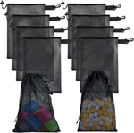 10 Pcs With Clips Mesh Drawstring Bags, Portable Nylon Storage For Toy,spor. Fixed Price $13.87.