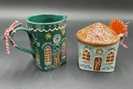 Anthropologie Ginger Ceramic Stoneware Sugar Pot W/ Spoon & Creamer Set. Fixed Price $69.99.