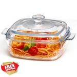 Nutriups Small Glass Casserole Dish 1.2L Square Oven Microwave Safe Lid. Fixed Price $44.99.