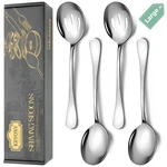 Keyoxy 4 Piece Stainless Steel Serving Spoons Set, Large Pcs A, Silver. Fixed Price $27.99.