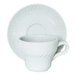 Shenango China Anchor Hocking Carlton All White Embossed Laurel Cup & Saucer Set. Fixed Price $16.14.