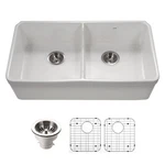Houzer PTD-6400-C Platus 32-3/16" Farmhouse Double Basin Fireclay White. Fixed Price $699.56.