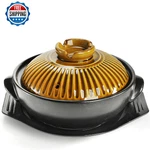 Okllen Large Korean Ceramic Bowl With Lid And Platter, 54 Oz Clay Pot For Cookin. Fixed Price $51.27.